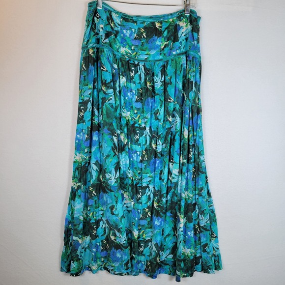 Ulla Johnson Womens Gabriella Floral Tropical Midi Skirt Size 12 Blue Hawaiian - Picture 7 of 8